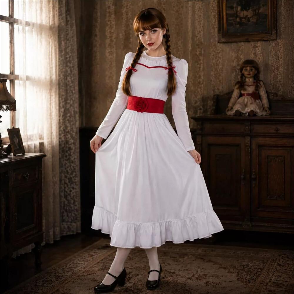 여성 빈티지 악마 공포 인형 코스프레 드레스 무서운 할 - Anime Cosplay Waifu 리뷰 및 가격