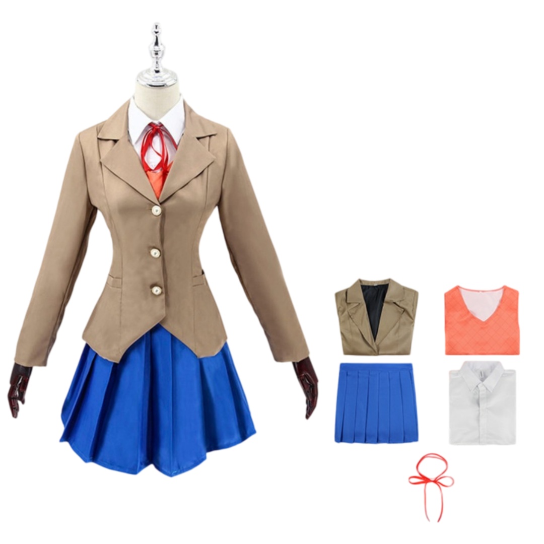 모니카 코스프레 의상 문학 클럽 일본 교복 풀세트 -  - Anime Cosplay Japanese 리뷰 및 가격