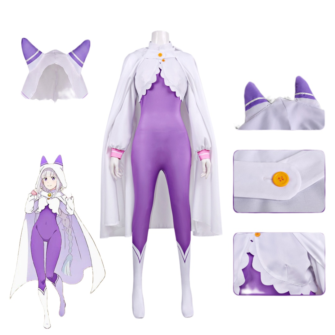 Re Zero 에밀리아 코스프레 의상 가발 세트 점프슈 - Anime Cosplay Re Zero 리뷰 및 가격