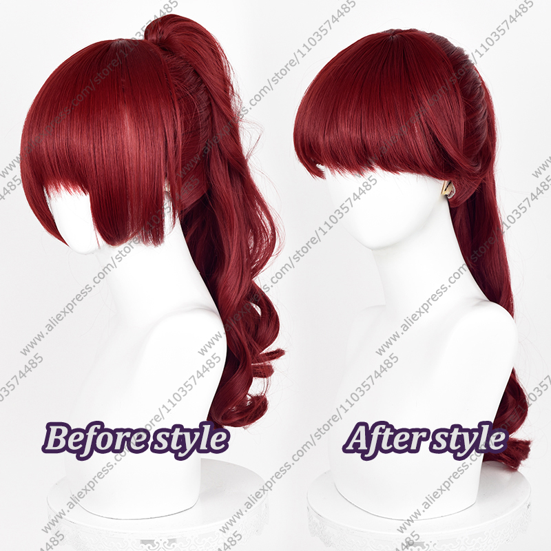 애니메이션 카스미 요시자와 코스프레 가발 56cm 긴  - Anime Cosplay With Red Hair 리뷰 및 가격